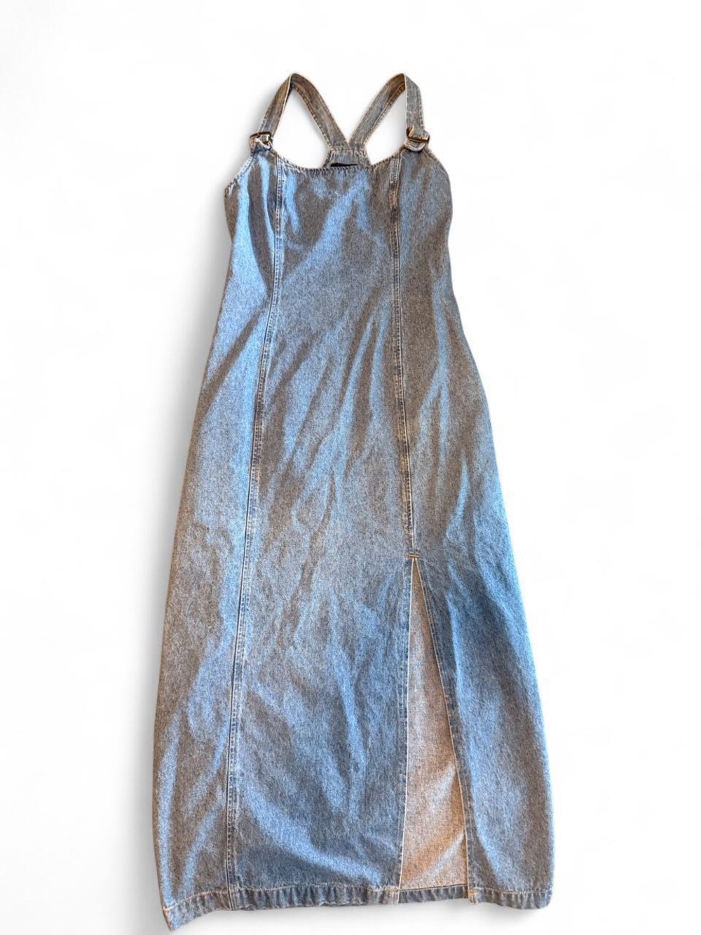 Vintage Y2K 90s fitted denim dress with slit